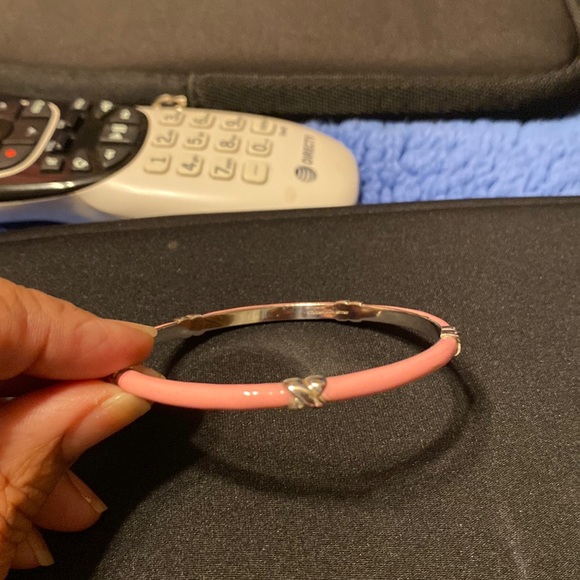 Tiffney authenticpink trimmed in sterling silver bracelet bangle.